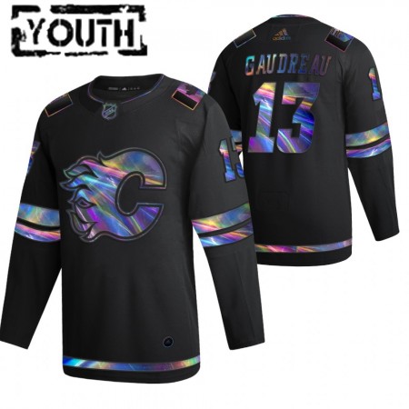 Calgary Flames Hockeydrakt Johnny Gaudreau 13 2021-22 Iriserende holografisk Svart Authentic - Barn